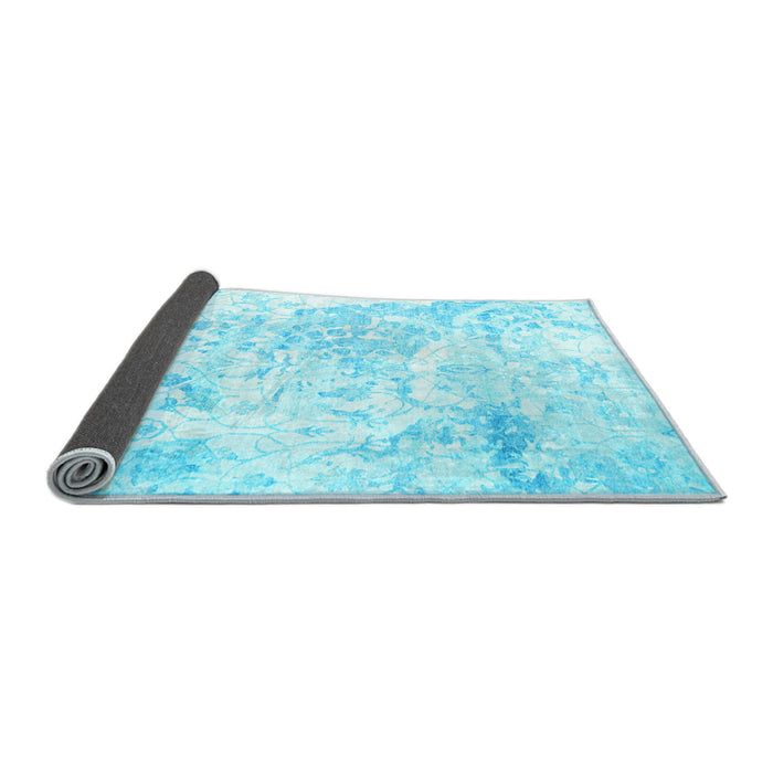 Sideview of Abstract Light Blue Contemporary Rug, con828lblu