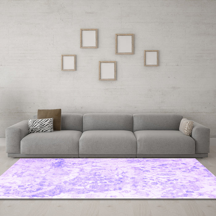 Machine Washable Abstract Purple Contemporary Area Rugs in a Living Room, wshcon828pur