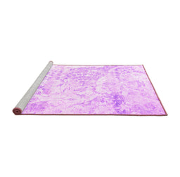 Sideview of Machine Washable Abstract Pink Contemporary Rug, wshcon828pnk
