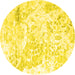 Round Machine Washable Abstract Yellow Contemporary Rug, wshcon828yw