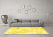 Machine Washable Abstract Yellow Contemporary Rug in a Living Room, wshcon828yw