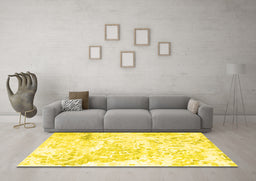 Machine Washable Abstract Yellow Contemporary Rug in a Living Room, wshcon828yw