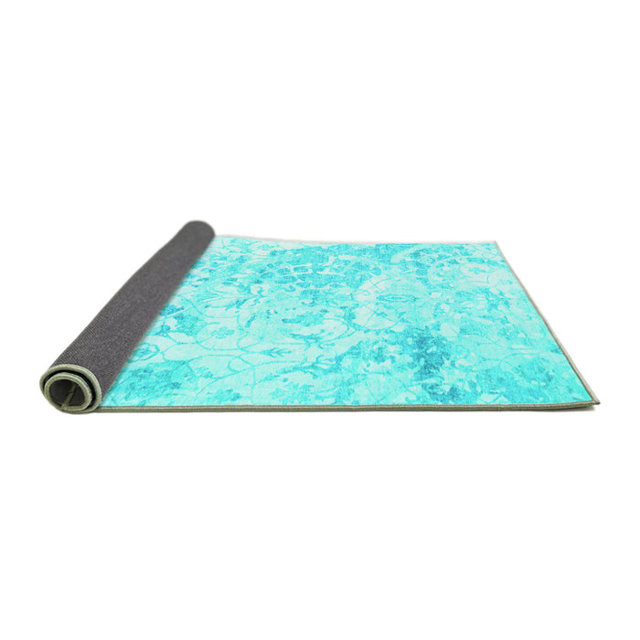 Sideview of Abstract Turquoise Contemporary Rug, con828turq