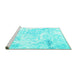 Sideview of Machine Washable Abstract Turquoise Contemporary Area Rugs, wshcon828turq