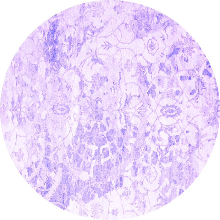 Round Abstract Purple Contemporary Rug, con828pur