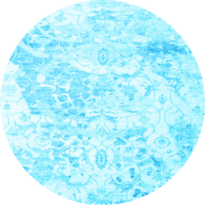 Round Abstract Light Blue Contemporary Rug, con828lblu
