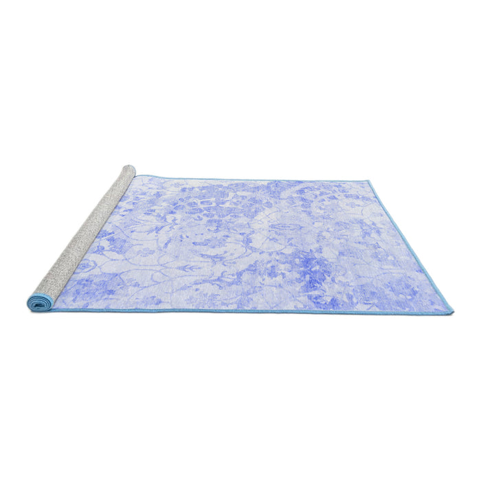 Sideview of Machine Washable Abstract Blue Contemporary Rug, wshcon828blu