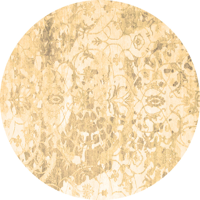 Round Abstract Brown Contemporary Rug, con828brn