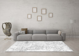 Machine Washable Abstract Gray Contemporary Rug in a Living Room,, wshcon828gry