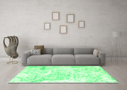 Machine Washable Abstract Green Contemporary Area Rugs in a Living Room,, wshcon828grn