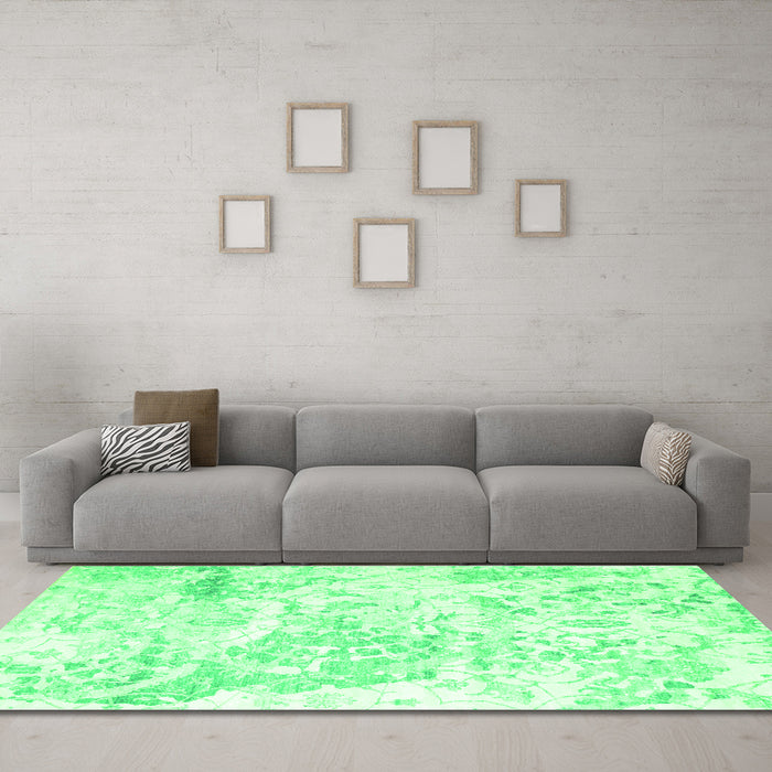 Machine Washable Abstract Green Contemporary Area Rugs in a Living Room,, wshcon828grn