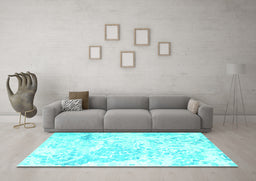 Machine Washable Abstract Turquoise Contemporary Area Rugs in a Living Room,, wshcon828turq