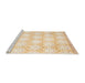 Serging Thickness of Machine Washable Contemporary Peach Beige Rug, wshcon829