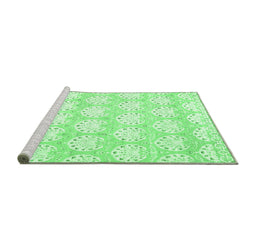 Sideview of Machine Washable Abstract Emerald Green Contemporary Area Rugs, wshcon829emgrn