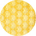 Round Machine Washable Abstract Yellow Contemporary Rug, wshcon829yw