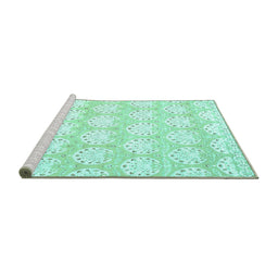 Sideview of Machine Washable Abstract Turquoise Contemporary Area Rugs, wshcon829turq