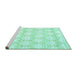 Sideview of Machine Washable Abstract Turquoise Contemporary Area Rugs, wshcon829turq