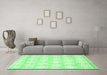 Machine Washable Abstract Emerald Green Contemporary Area Rugs in a Living Room,, wshcon829emgrn