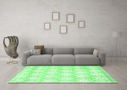 Machine Washable Abstract Emerald Green Contemporary Area Rugs in a Living Room,, wshcon829emgrn