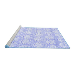 Sideview of Machine Washable Abstract Blue Contemporary Rug, wshcon829blu
