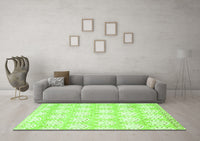 Machine Washable Abstract Green Contemporary Rug, wshcon829grn