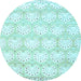 Round Abstract Light Blue Contemporary Rug, con829lblu