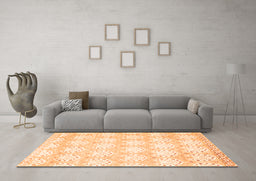 Machine Washable Abstract Orange Contemporary Area Rugs in a Living Room, wshcon829org