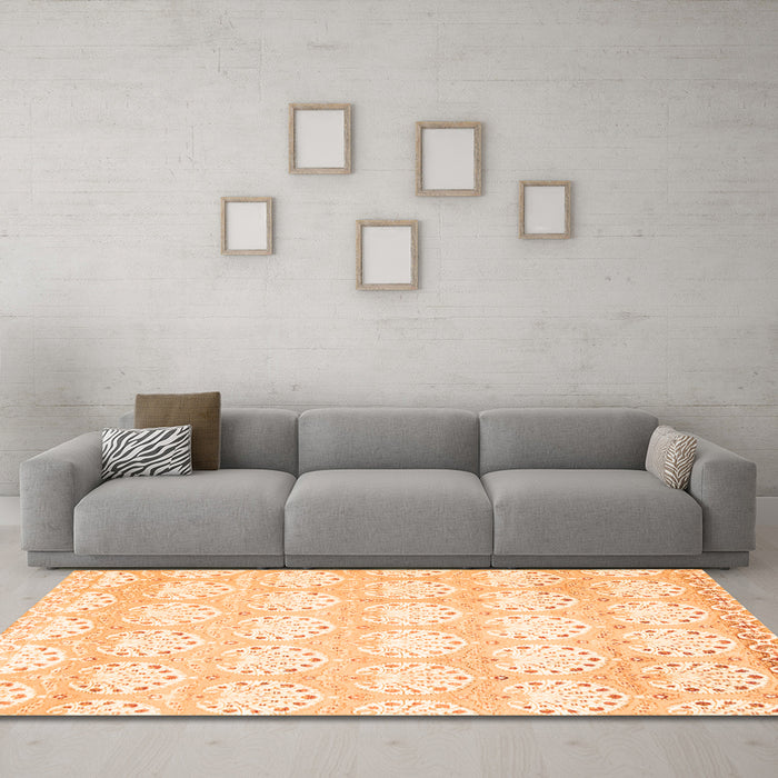Machine Washable Abstract Orange Contemporary Area Rugs in a Living Room, wshcon829org