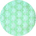 Round Abstract Turquoise Contemporary Rug, con829turq