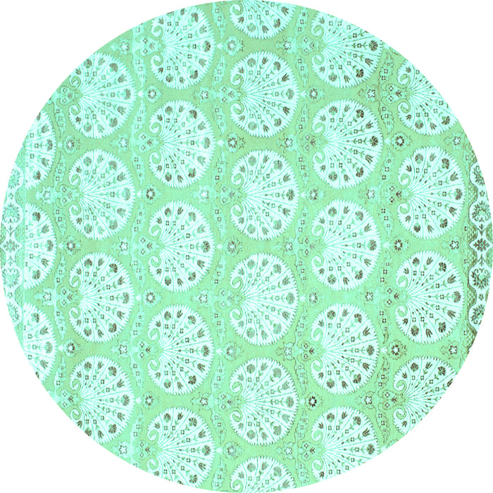 Round Machine Washable Abstract Turquoise Contemporary Area Rugs, wshcon829turq