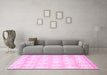 Machine Washable Abstract Pink Contemporary Rug in a Living Room, wshcon829pnk