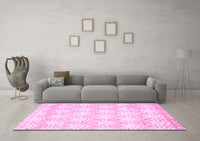 Machine Washable Abstract Pink Contemporary Rug, wshcon829pnk