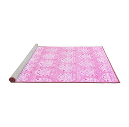 Sideview of Machine Washable Abstract Pink Contemporary Rug, wshcon829pnk