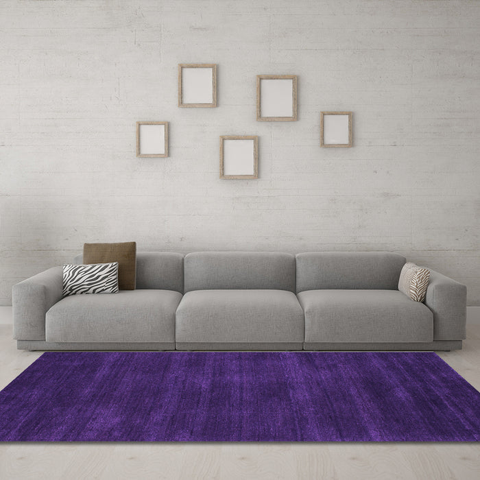 Machine Washable Abstract Purple Contemporary Area Rugs in a Living Room, wshcon82pur