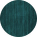 Round Abstract Turquoise Contemporary Rug, con82turq