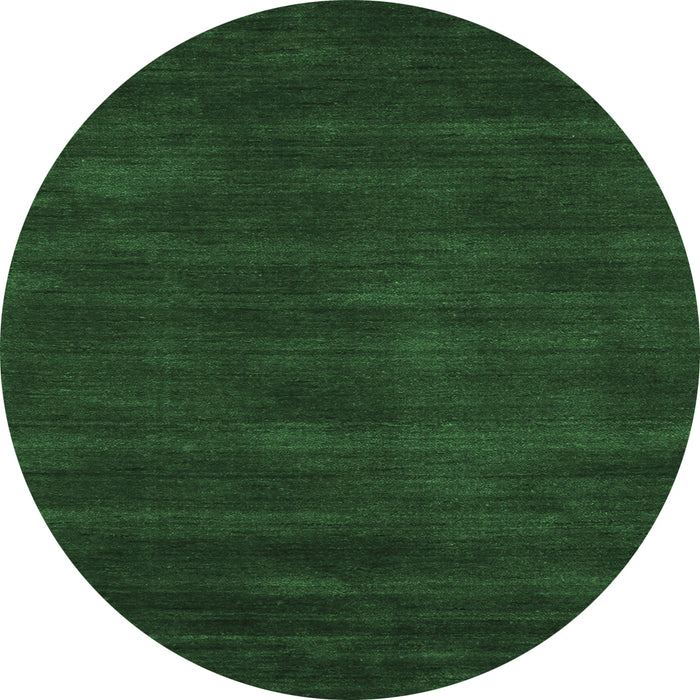 Round Machine Washable Abstract Emerald Green Contemporary Area Rugs, wshcon82emgrn