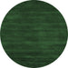 Round Machine Washable Abstract Emerald Green Contemporary Area Rugs, wshcon82emgrn