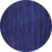 Round Abstract Blue Contemporary Rug, con82blu