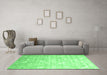 Machine Washable Abstract Emerald Green Contemporary Area Rugs in a Living Room,, wshcon830emgrn