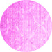 Round Machine Washable Abstract Pink Contemporary Rug, wshcon830pnk