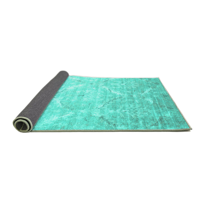 Sideview of Abstract Turquoise Contemporary Rug, con830turq