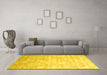 Machine Washable Abstract Yellow Contemporary Rug in a Living Room, wshcon830yw