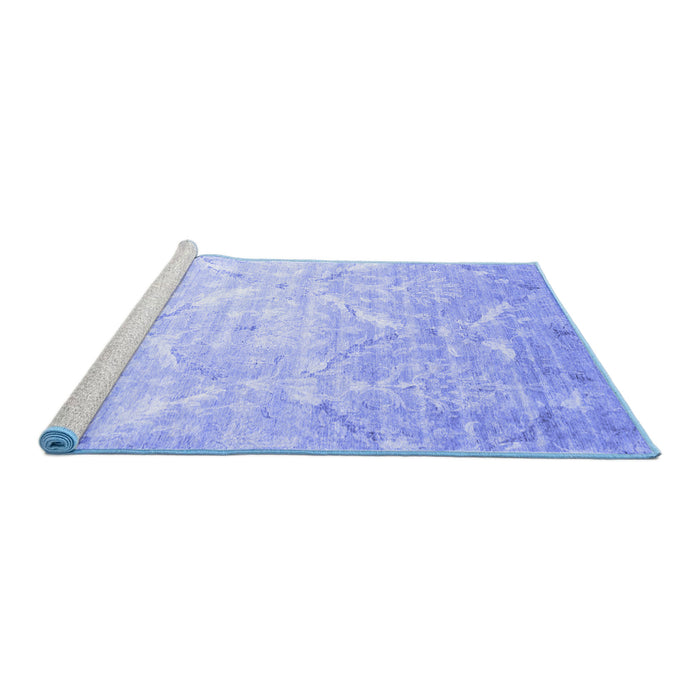 Sideview of Machine Washable Abstract Blue Contemporary Rug, wshcon830blu