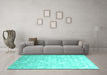 Machine Washable Abstract Turquoise Contemporary Area Rugs in a Living Room,, wshcon830turq