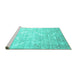 Sideview of Machine Washable Abstract Turquoise Contemporary Area Rugs, wshcon830turq