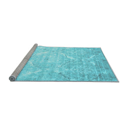 Sideview of Machine Washable Abstract Light Blue Contemporary Rug, wshcon830lblu