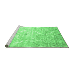 Sideview of Machine Washable Abstract Emerald Green Contemporary Area Rugs, wshcon830emgrn