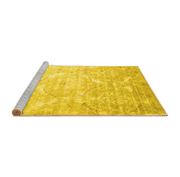 Sideview of Machine Washable Abstract Yellow Contemporary Rug, wshcon830yw