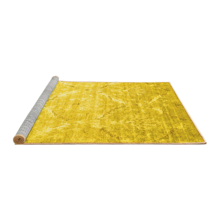 Sideview of Machine Washable Abstract Yellow Contemporary Rug, wshcon830yw