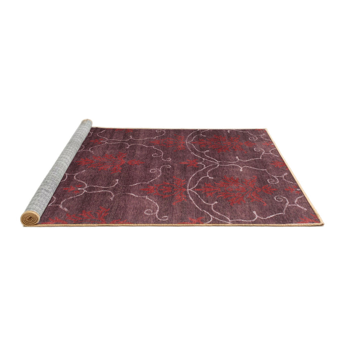 Serging Thickness of Machine Washable Contemporary Brown Red Rug, wshcon831